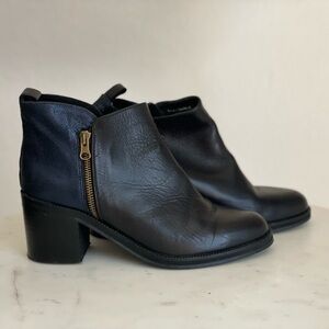 Black and Navy Vegan Leather Boots